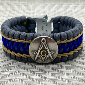 Bracelet paracorde franc-maçon, cadeaux maçonniques, cadeau maçon, équerre et boussole, bracelets pour hommes, bijoux fraternels, grande loge
