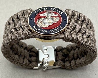 Marine Corps paracord bracelet, USMC gift, military gift for veteran Marine Mom Dad, Semper Fi, Eagle Globe and Anchor, EGA