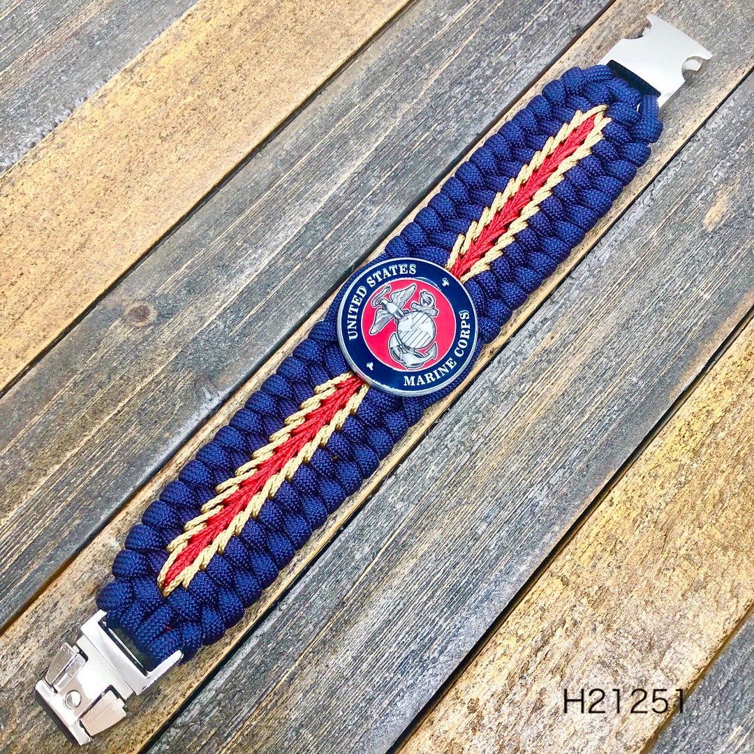 Marine Corps Paracord Bracelet. Custom Handmade. True USMC Colors