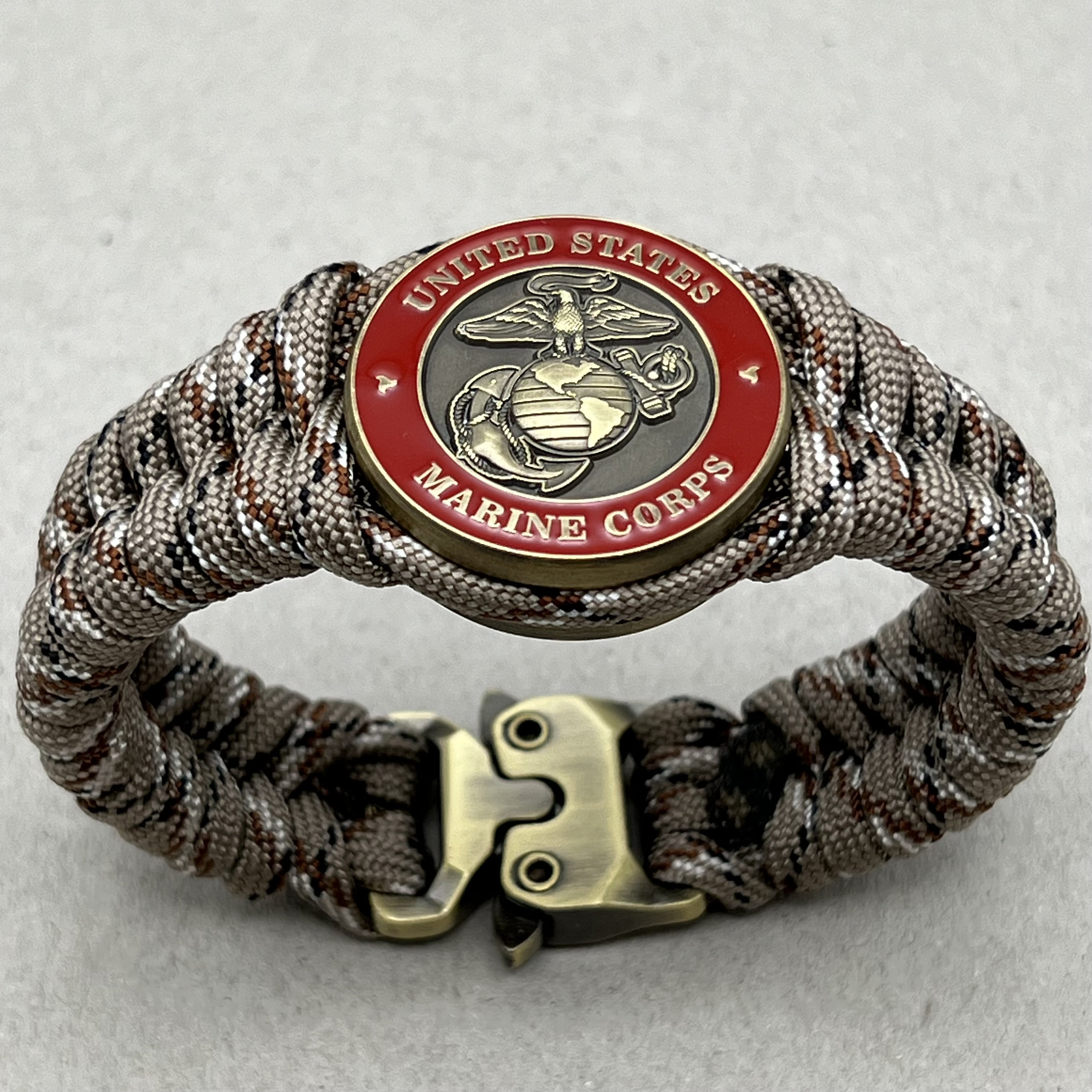Bracelet Paracorde Armée Fait Main - Camo Vert/marron, Avec Crâne D'oiseau En Laiton, Chaîne Et Fermoir, Imperméable, UK