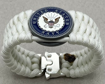 Pulsera paracord de la Marina de los Estados Unidos, regalo de marinero veterano de la Marina de los Estados Unidos, joyería de jubilación militar del jefe médico de la Marina, hijos de la esposa del papá de la mamá de la Marina,