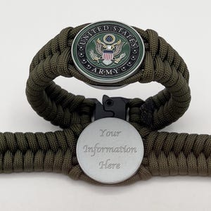 Custom Engraved US Army Bracelet: Handmade Military Gift