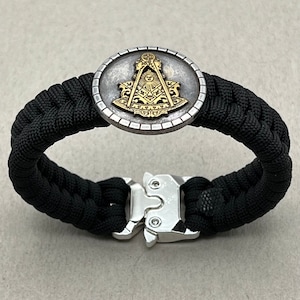 Freemason paracord bracelet, Past Master Masonic gifts, gift for Mason, Masonic concho, mens fraternal jewelry, Blue Lodge, Grand Lodge