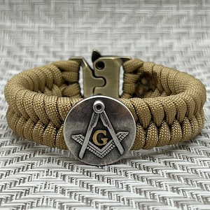 Freemason paracord bracelet, Masonic gifts, gift for Mason, Masonic concho, mens fraternal jewelry bracelets, Blue Lodge, Grand Lodge
