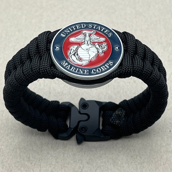 USMC paracord bracelet, Marine Corps combat veteran gift, Eagle Globe Anchor, Semper Fi, military jewelry, Marine Mom Dad Wife Spouse kids