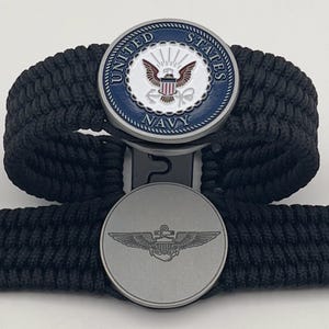 US Navy bracelet gift, engraved Navy pilot wings insignia, Iraq Afghanistan veteran, Naval Academy aviation, military retirement patch
