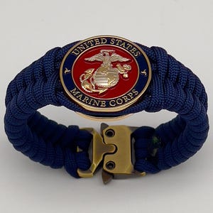 USMC Bracelet: 24K Gold & Silver Eagle, Globe, Anchor - Handmade in USA