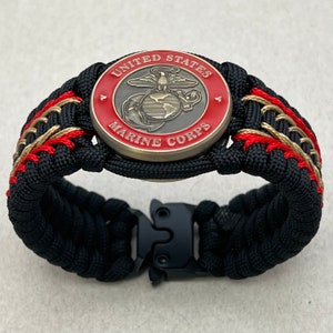 USMC paracord bracelet gift for Marine veteran,  Marine Corps Eagle Globe Anchor, military jewelry, Semper Fi, Leatherneck, Chesty Puller