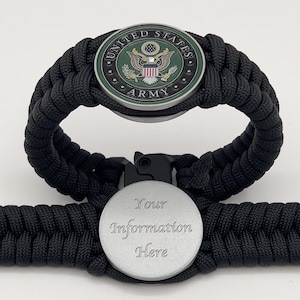 Custom Engraved US Army Bracelet: Handmade Military Veteran Gift