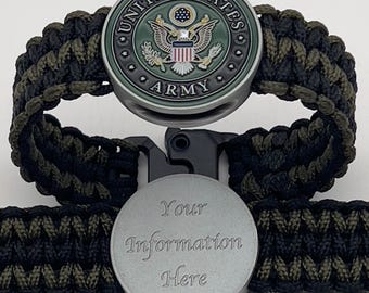 Bracciale personalizzato dell'esercito americano: regalo militare con incisione personalizzata