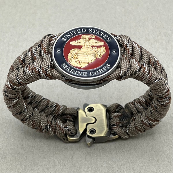 Marine Corps paracord bracelet, USMC gift, military veteran gift, unique retirement jewelry, American Marine, Eagle Globe and Anchor, EGA