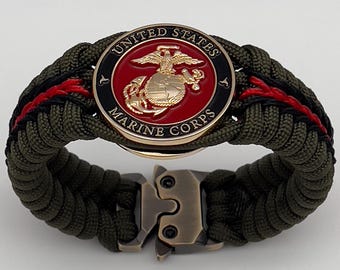 Pulsera personalizada del Cuerpo de Marines de EE. UU.: Águila dorada, globo y ancla, regalo para veteranos militares