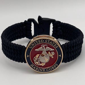 USMC Officer EGA Bracelet: 24K Gold Plated, Handmade in USA