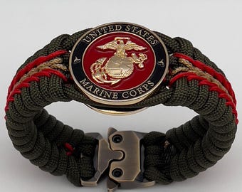 Pulsera personalizada del Cuerpo de Marines de EE. UU.: Águila dorada, globo y ancla, regalo para veteranos militares
