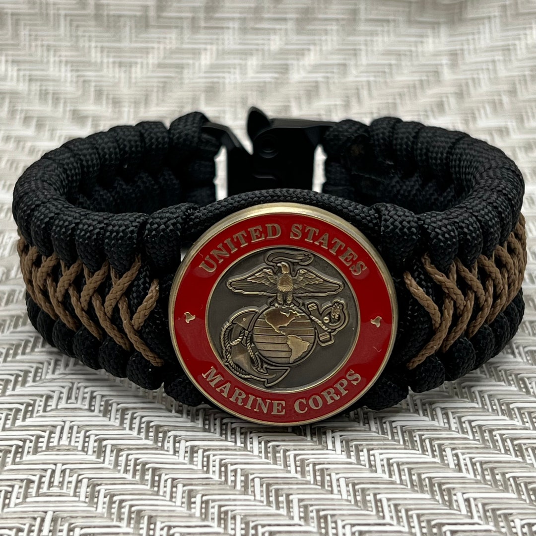 USMC Paracord Bracelet Gift for Marine Veteran, Marine Corps Eagle