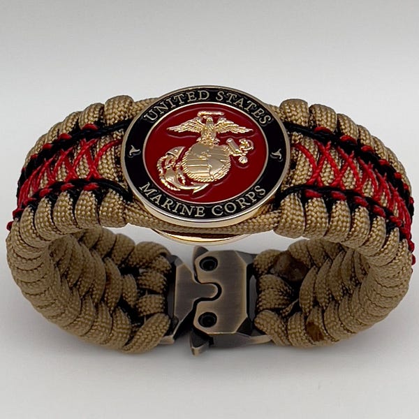 Custom USMC Bracelet: 24K Gold Eagle, Globe and Anchor - Marine Corps gift