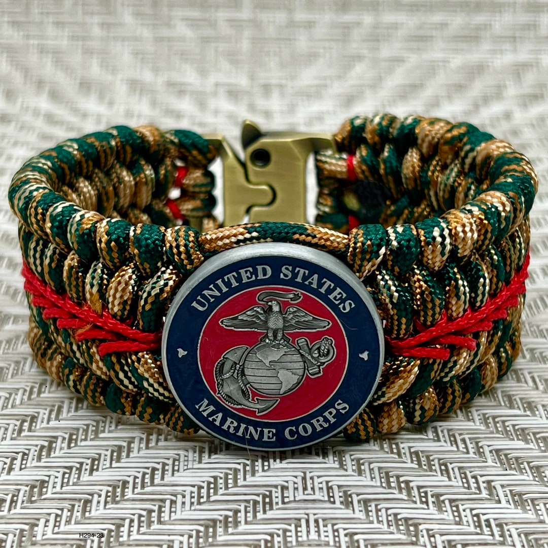 USMC Paracord Bracelet. Custom Handmade to Fit Your Exact Wrist Size