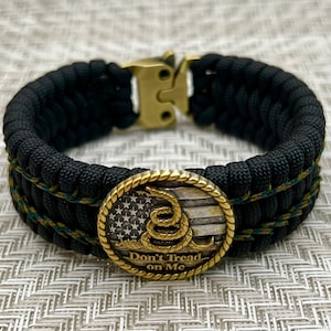 Don&#39;t Tread On Me Paracord Bracelet: Gadsden Flag, Patriotic Jewelry