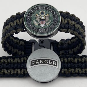 US Army Ranger Bracelet: Handcrafted Paracord, Military Retirement Gift
