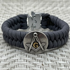 Freemason paracord bracelet, Masonic gifts, gift for Mason, Masonic concho, mens fraternal jewelry bracelets, Blue Lodge, Grand Lodge