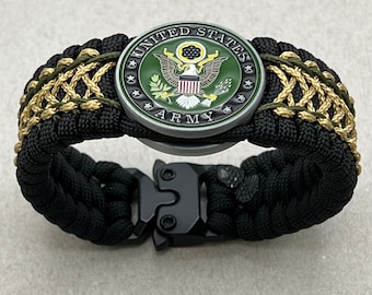 US Army Bracelet: Handmade Veteran Soldier Gift, Official Colors
