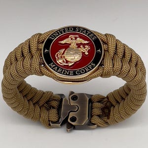 Personalized USMC Bracelet: 24K Gold Eagle, Globe, and Anchor - Handmade