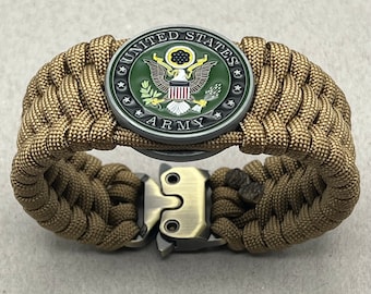 US Army Bracelet: Handmade Veteran Soldier Gift, Official Colors