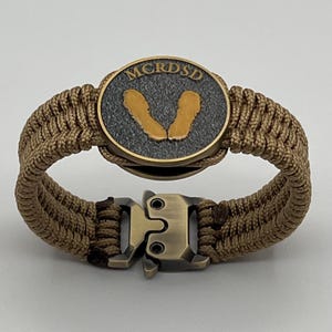 USMC Yellow Footprints bracelet, custom engraved boot camp graduation gift, personalized military veteran retirement jewelry, Marine Corps