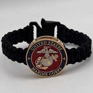 USMC Officer EGA Bracelet: 24K Gold & Silver, Handmade in USA