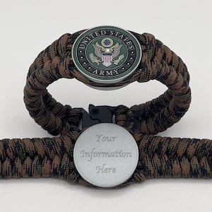 Custom Engraved US Army Bracelet: Handmade Military Gift