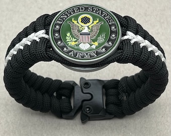 Bracciale dell'esercito degli Stati Uniti, gioielli dell'esercito degli Stati Uniti, regalo del soldato veterano, regalo militare delle forze armate, mamma papà moglie dell'esercito, laurea del campo di addestramento