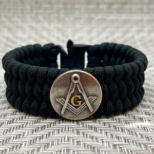 Bracelet en paracorde franc-maçon, équerre et boussole, cadeaux maçonniques, cadeau pour maçon, concho maçonnique, bracelets bijoux fraternels pour hommes