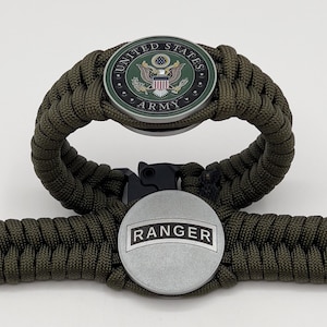 Engraved US Army Ranger Bracelet: Handmade Military Veteran Gift