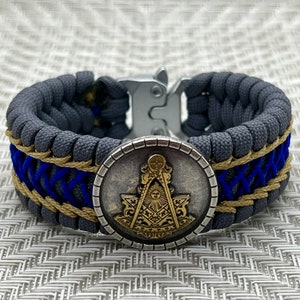 Freemason Grand Master Paracord Bracelet: Masonic Gift, Square & Compass
