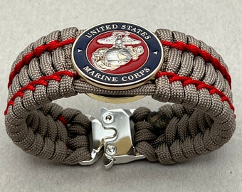 Marine Corps paracord bracelet, USMC gift, military gift for veteran Marine Mom Dad, Semper Fi, Eagle Globe and Anchor, EGA