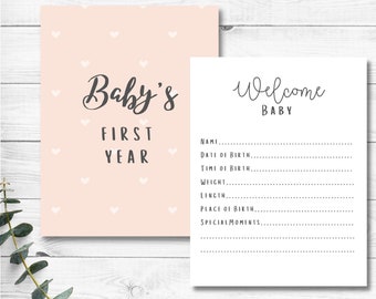 Printable and Digital Baby Book, First Year Baby Girl Book, Baby Memory Book