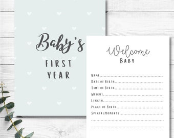 Babygeheugenboek, baby's eerste jaarboek, afdrukbaar babyboek
