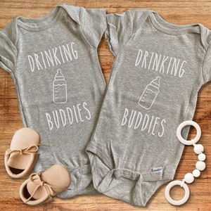 Drinking Buddies Baby Onesies, Cute Twin Baby Outfit, Best Friend Baby Gift, Funny Baby Onesies