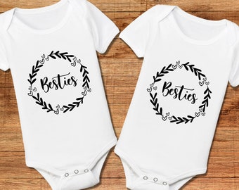 Best Friends Baby Onesies, Twins Onesies, Besties Onesies