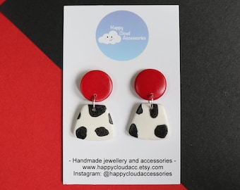 Dalmatian Print Handmade Mini Drop Earrings