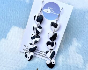 Cow Print Chain of Hearts Earrings