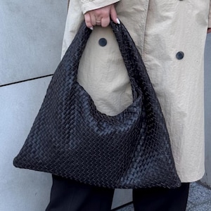 Dark brown roomy women bag, shoulder large purse, hand woven bag, handmade dragon diffusion bag, original bag, gift for wife or girlfriend