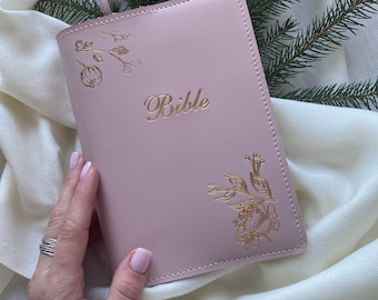 Personalized leather bible cover, Custom size Bible cover, Baptism gift boy or girl