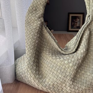 Casual SUEDE  bag, sage color hobo purse, pastel green women bag, soft unique handbag