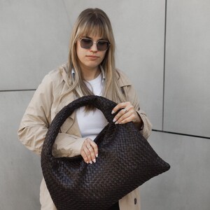 casual leather bag,
brown hobo bag,
woven everyday bag,
leather roomy bag,
hand woven bag,
office handbag,
smooth leather purse,
women leather bag,
square shape bag,
handmade bag,
solid leather bag,
woven leather purse,
gift for wife,