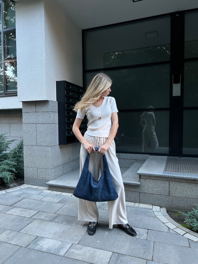 solid suede bag,
suede slouchy bag,
suede roomy bag,
blue color bag,
universal blue bag,
leather slouchy bag,
casual leather bag,
everyday bag,
genuine leather bag,
anniversary gift,
woven purse,
shoulder bag,
universal suede bag,