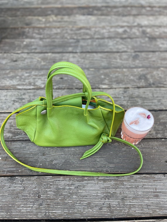 Little Leather Green Bag, Compact Women Mini Purse, Everyday