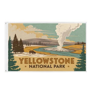 Yellowstone National Park Flag/poster for your Dorm or Home. Size Approx 34.5 X 56 inches. One of a series of U.S. National Parks.
