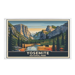 Yosemite National Park Flag/poster for your Dorm or Home. Size Approx 34.5 X 56 inches. One of a series of U.S. National Parks.