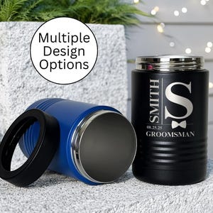 Personalized Stainless Steel Can Cooler: Groomsmen Gift, Laser Engraved